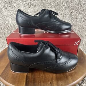 Size 10.5 M - Womens Capezio Roxy Tap Professional Dance Shoes Black Leather 960